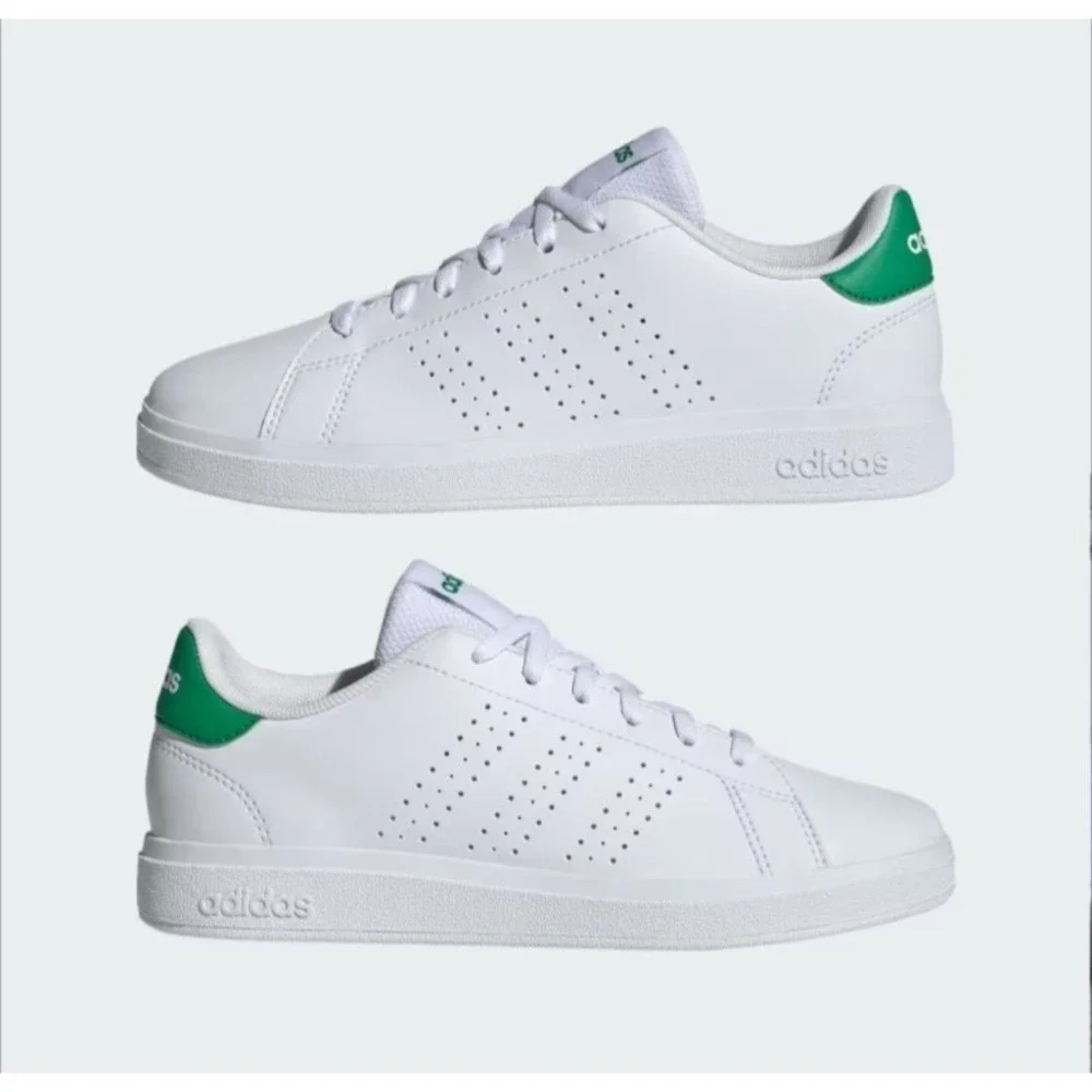 Adidas Advantage Base 2.0 Shoes Sneakers Youth Bid Kids Size 6 White Green NEW